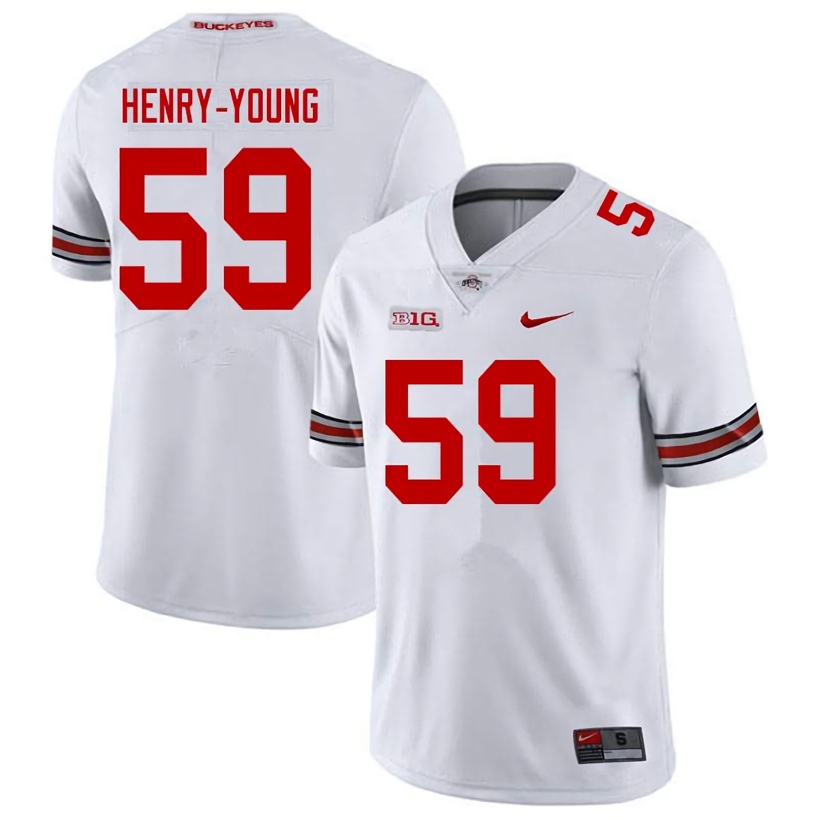 Darrion Henry-Young Ohio State Buckeyes Men's NCAA #59 Nike White College Stitched Football Jersey BQX7556KH